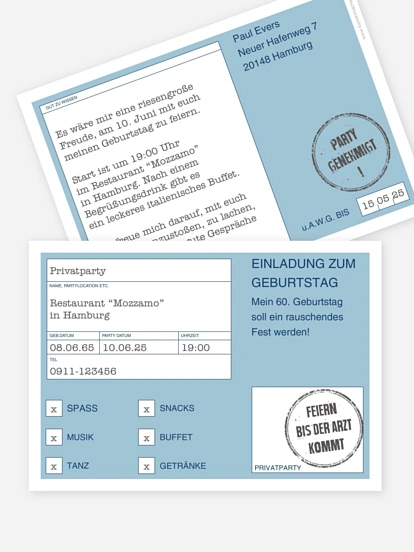Einladung 60. Geburtstag Party genehmigt