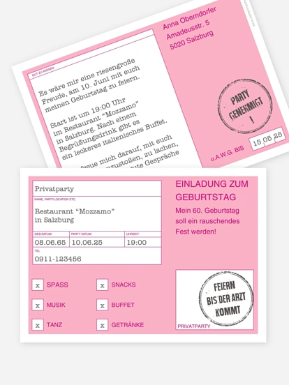 Einladung 60. Geburtstag Party genehmigt