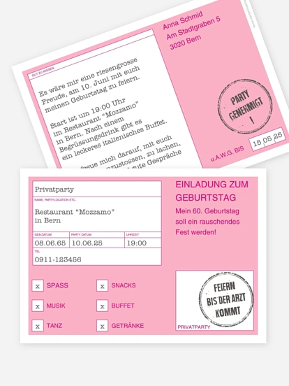 Einladung 60. Geburtstag Party genehmigt