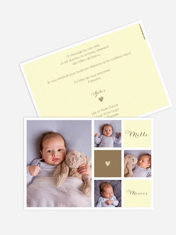 Carte remerciement naissance Idylle