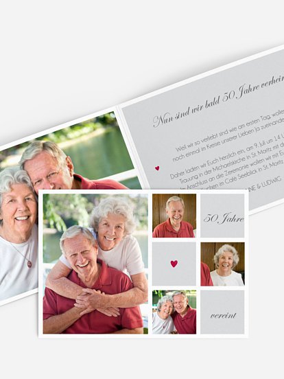 Einladung zur Goldenen Hochzeit Mit Herz