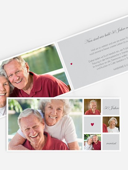 Einladung zur Goldenen Hochzeit Mit Herz