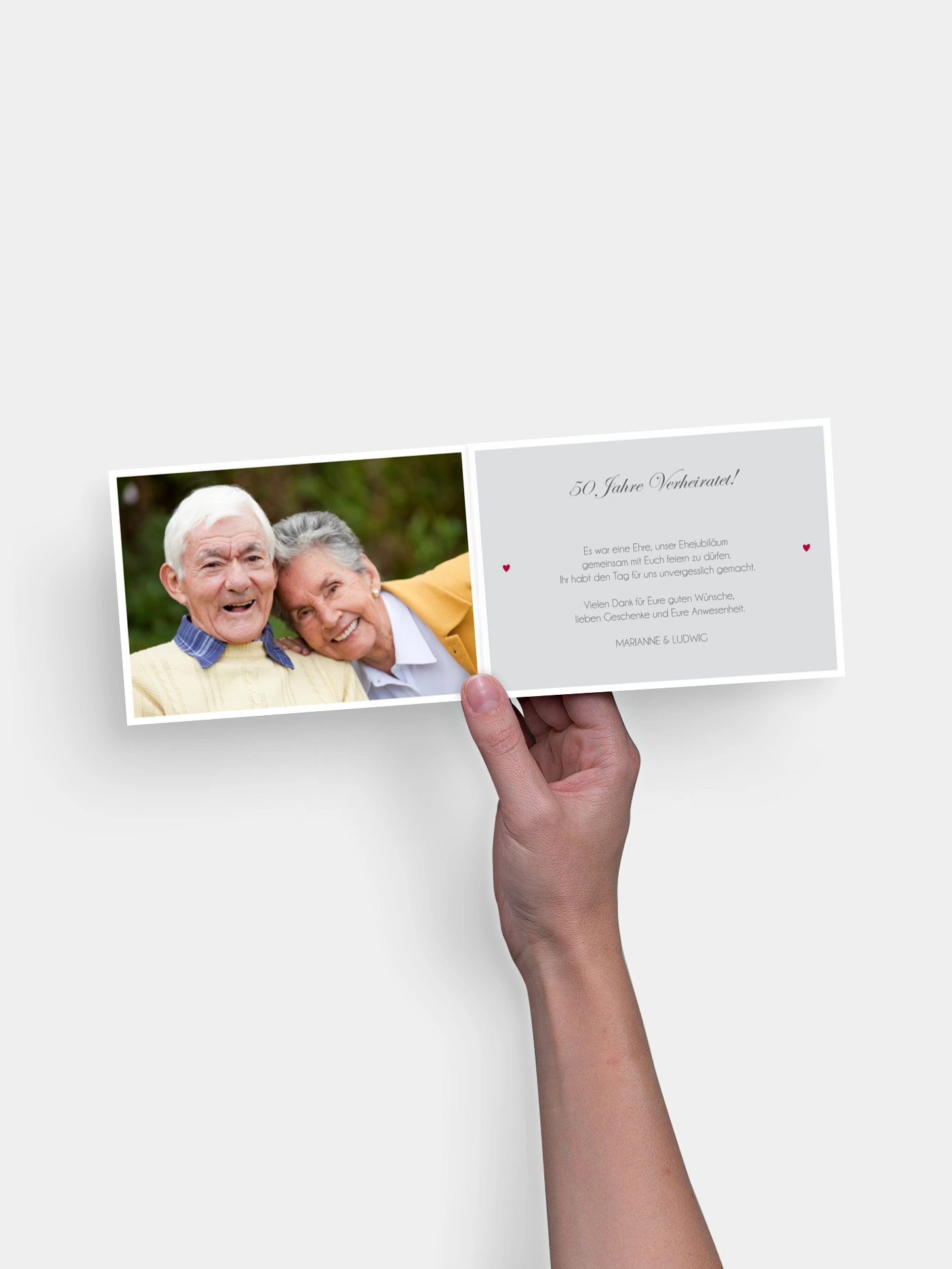 Danksagung zur Goldenen Hochzeit Mit Herz