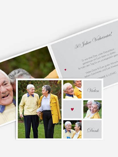 Danksagung zur Goldenen Hochzeit Mit Herz