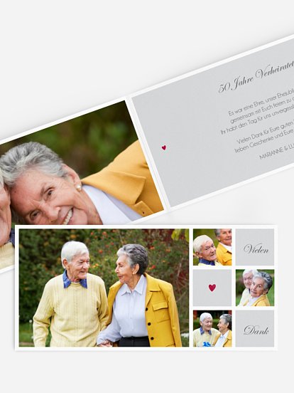 Danksagung zur Goldenen Hochzeit Mit Herz