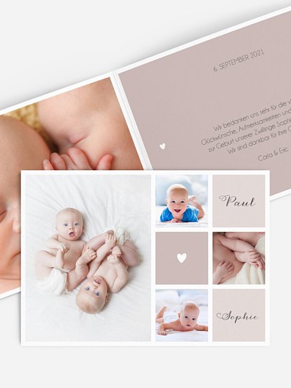 Zwillingskarte Mit Herz