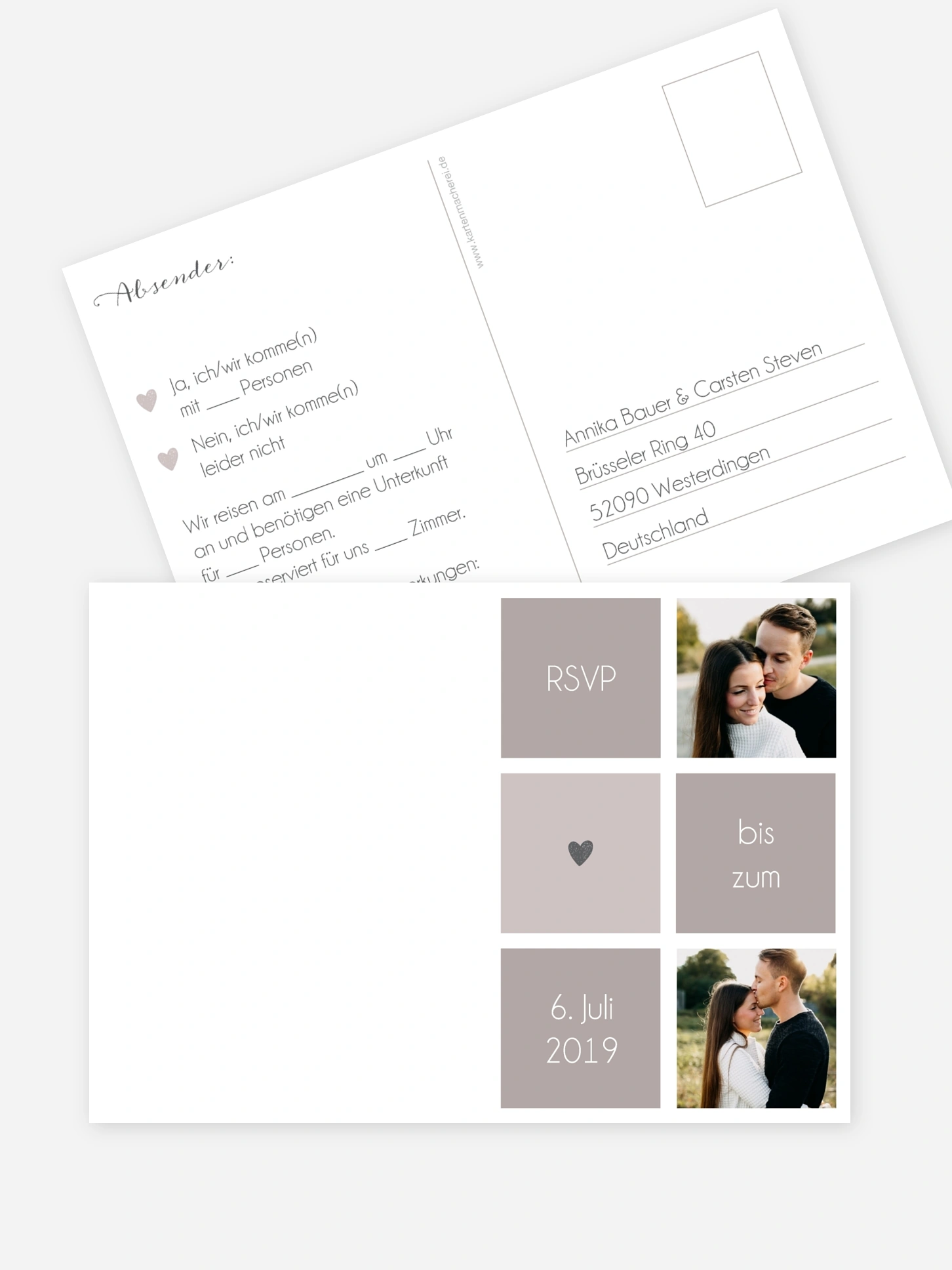 Antwortkarte Hochzeit Mit Herz
