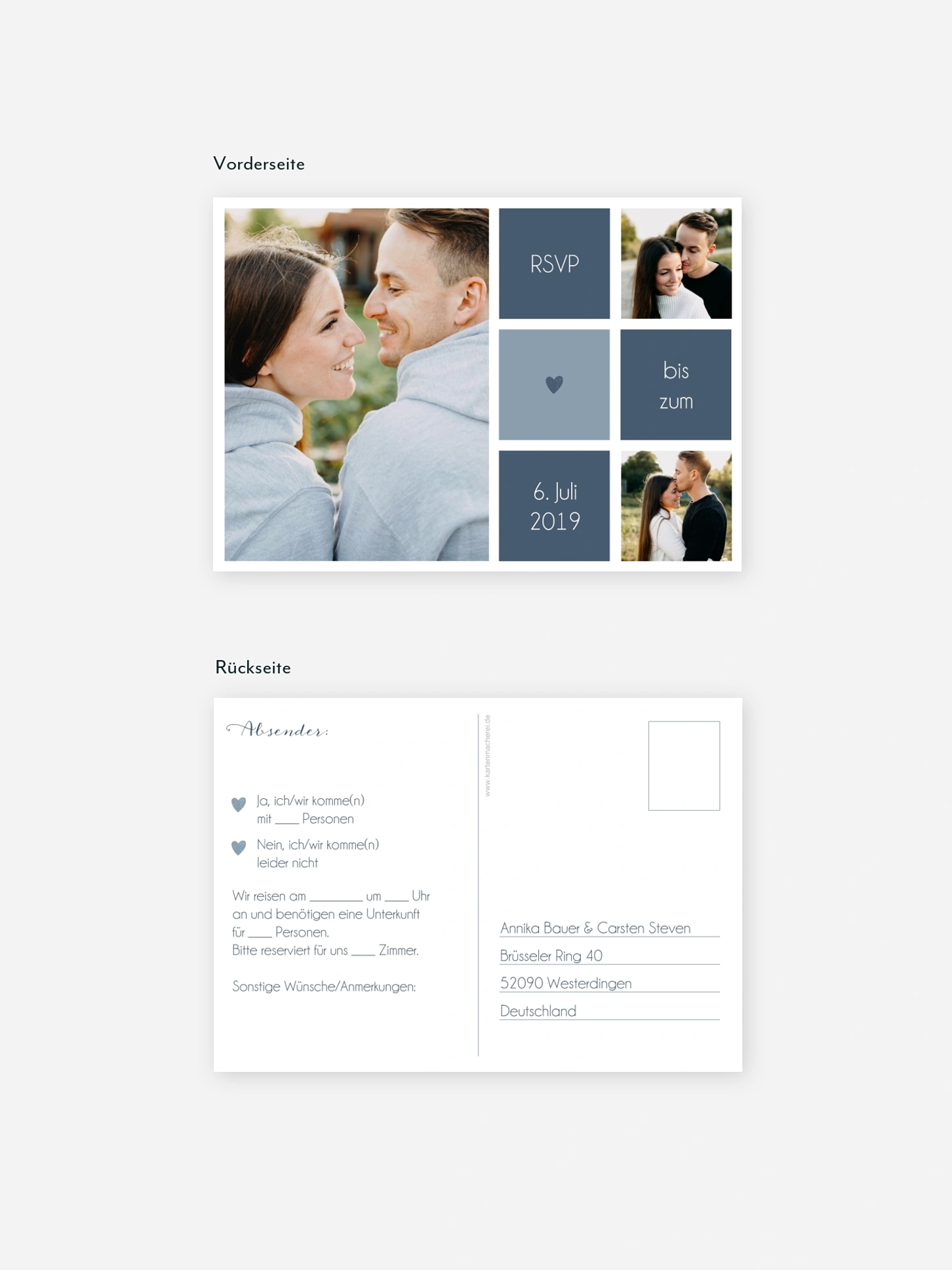 Antwortkarte Hochzeit Mit Herz
