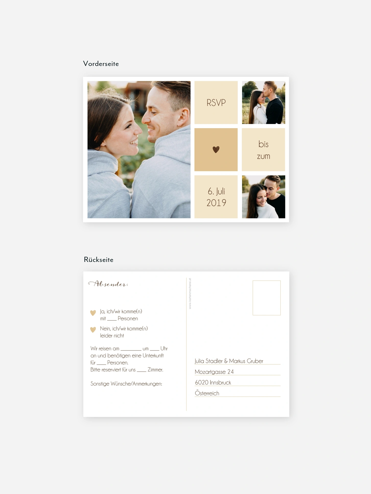 Antwortkarte Hochzeit Mit Herz