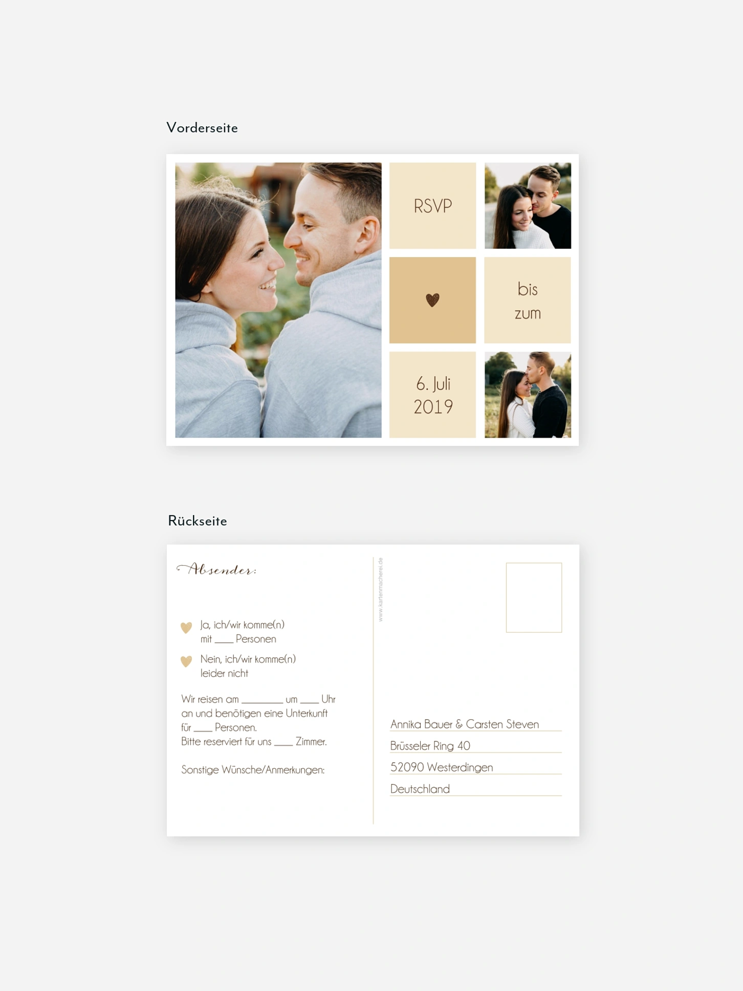Antwortkarte Hochzeit Mit Herz