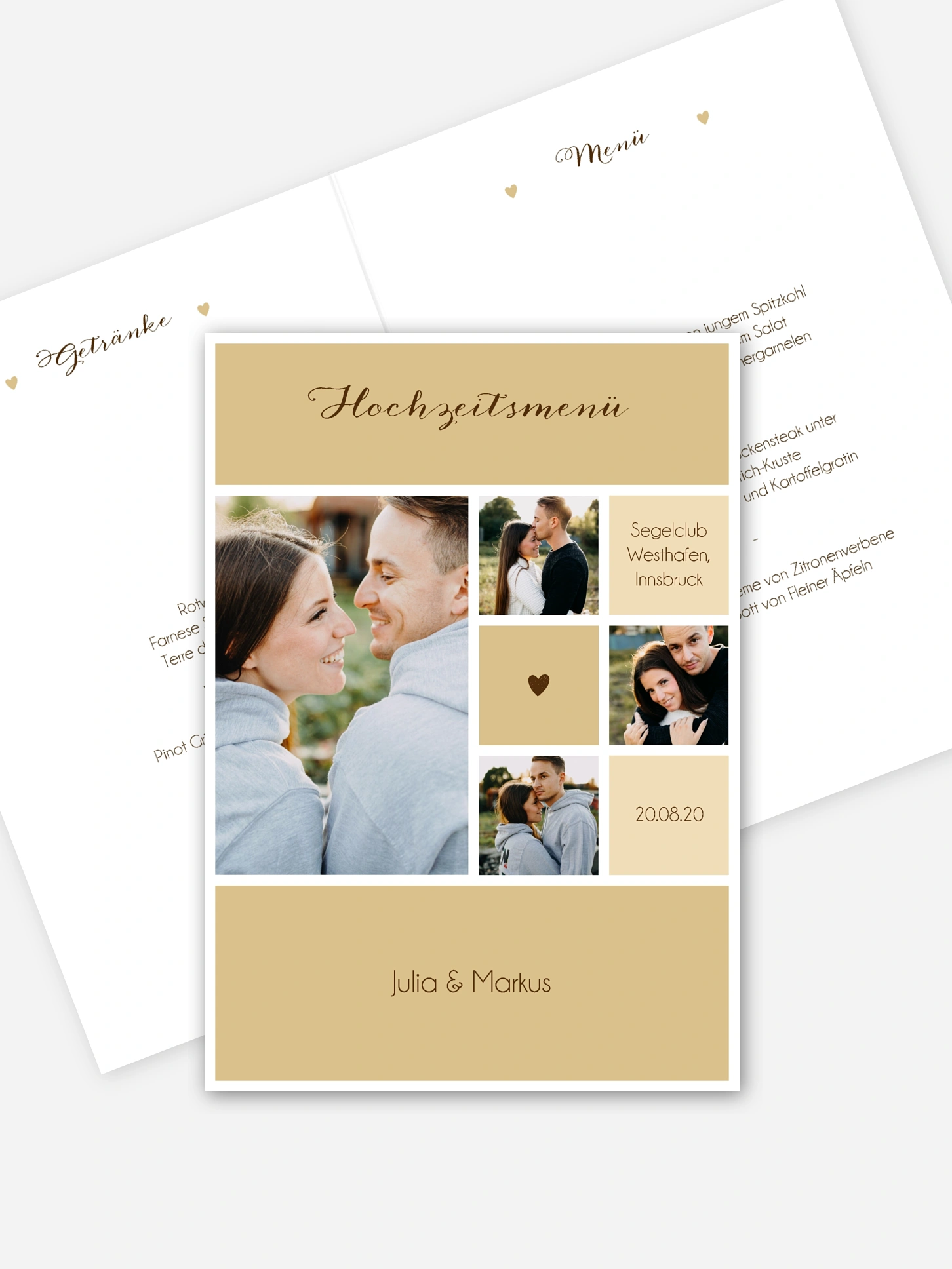 Menükarte Hochzeit Mit Herz