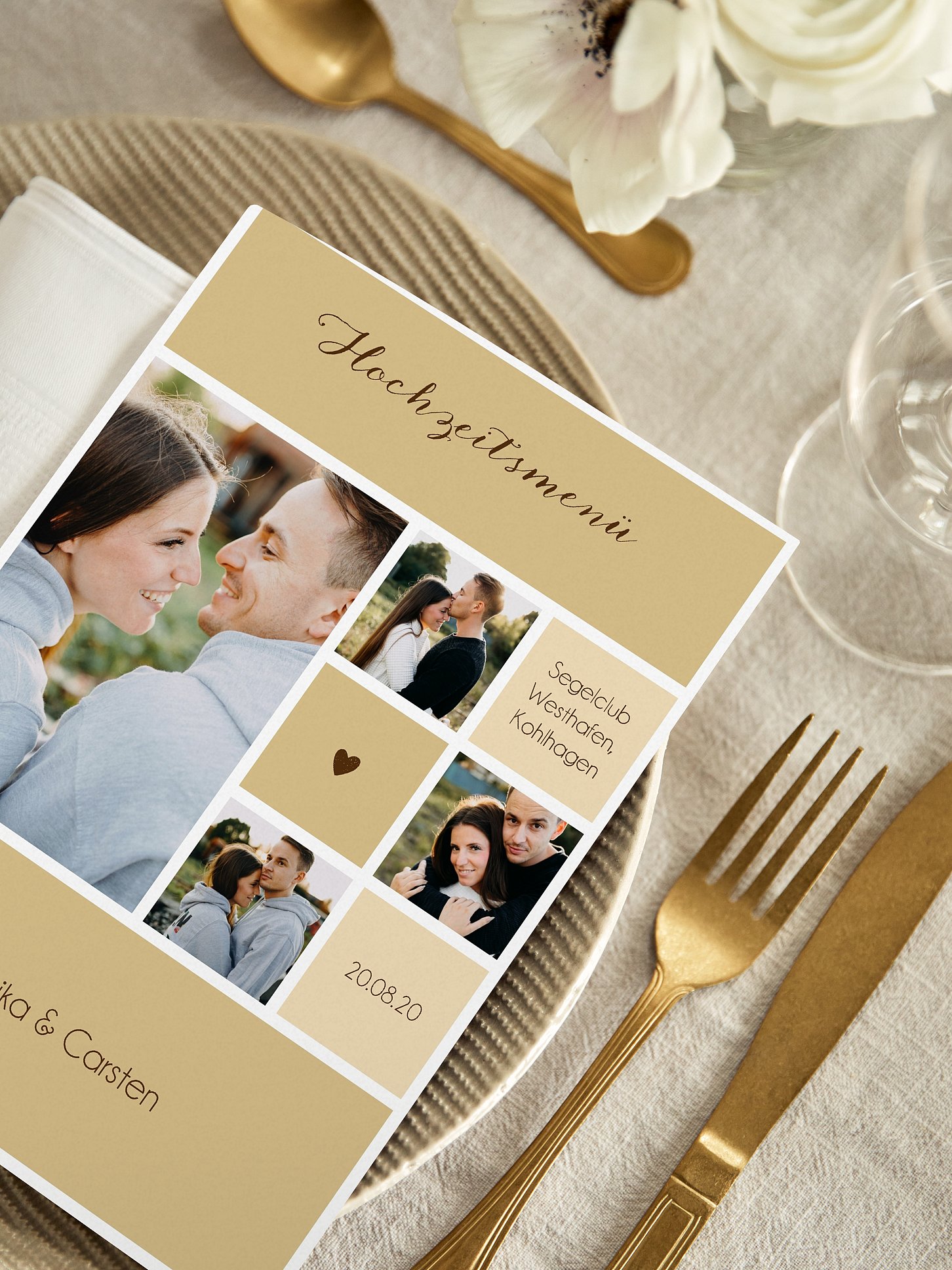 Menükarte Hochzeit Mit Herz