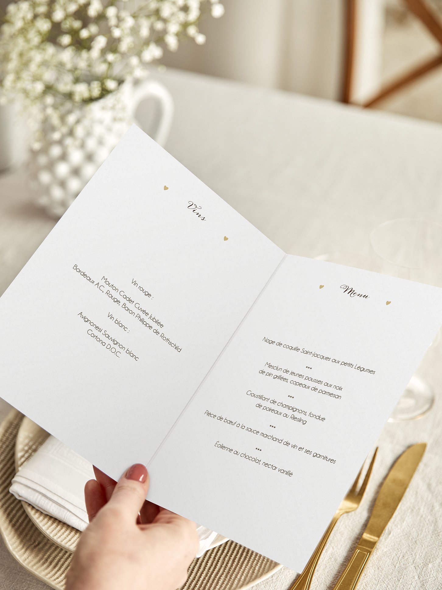 Menu mariage Idylle