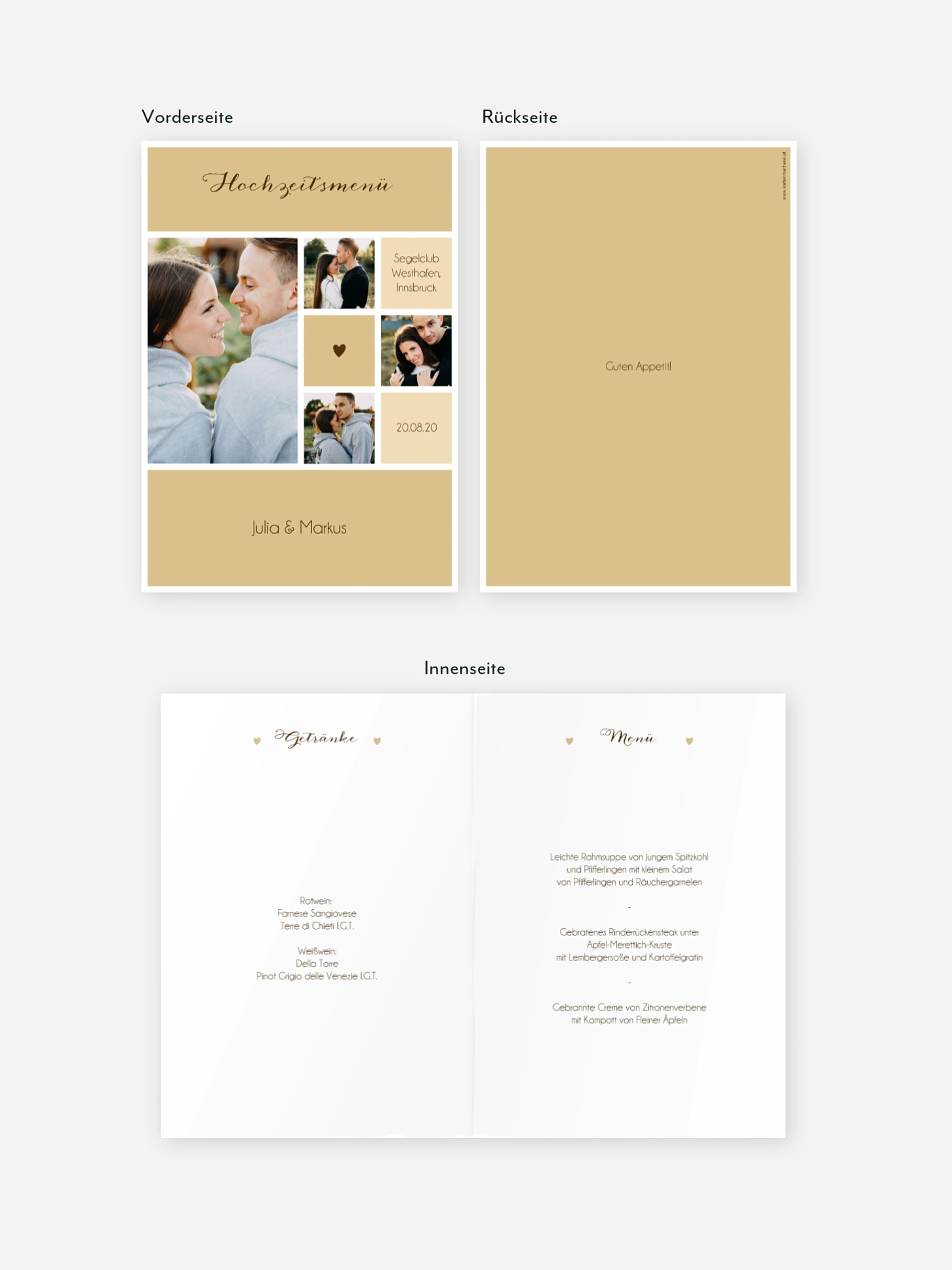 Menükarte Hochzeit Mit Herz
