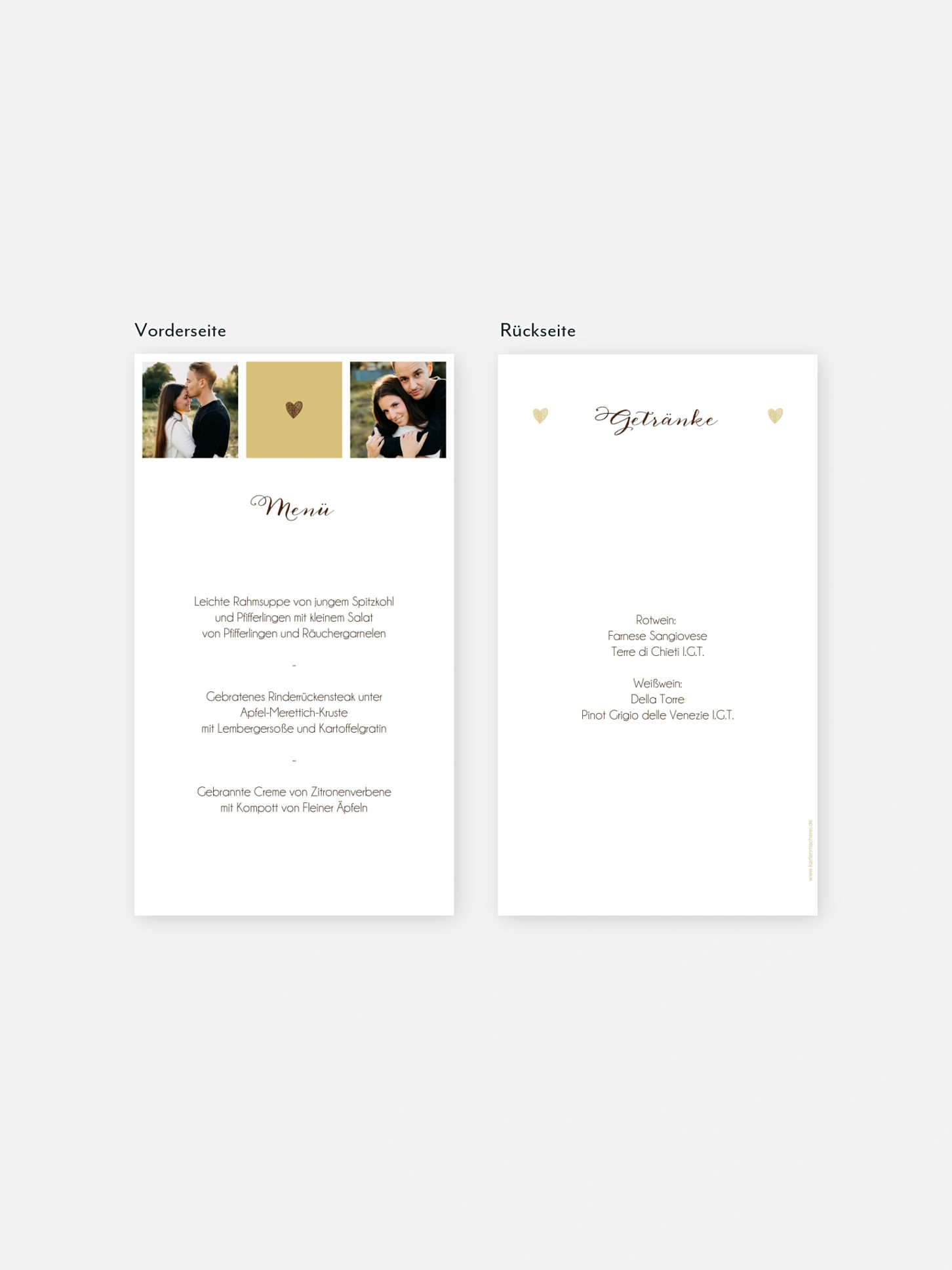 Menükarte Hochzeit Mit Herz