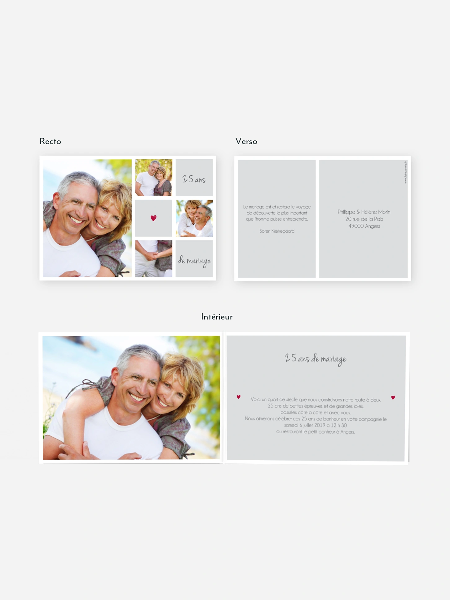 Invitation anniversaire mariage 25 ans Idylle