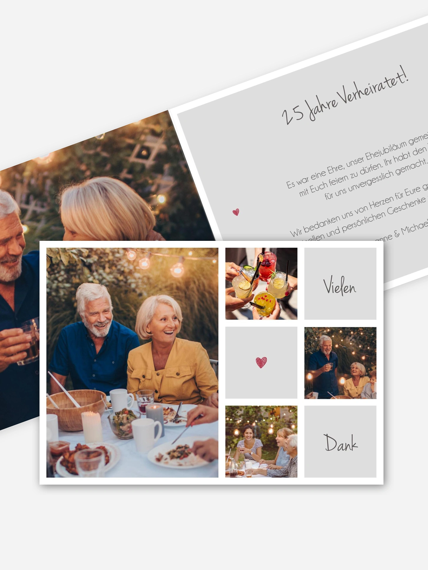 Danksagung zur Silberhochzeit Mit Herz