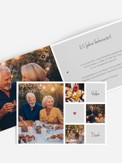 Danksagung zur Silberhochzeit Mit Herz