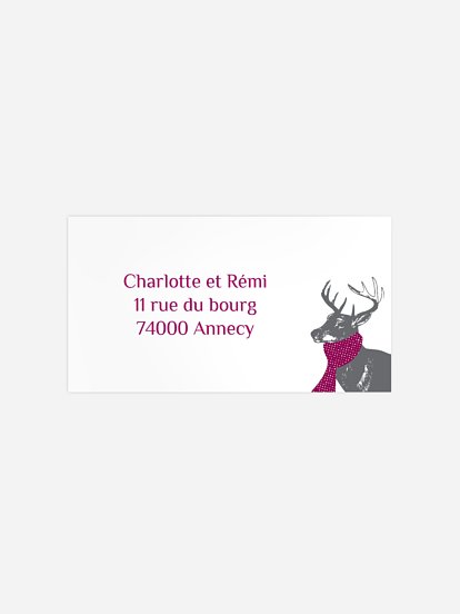 Étiquette destinataire voeux Cerf en esquisse