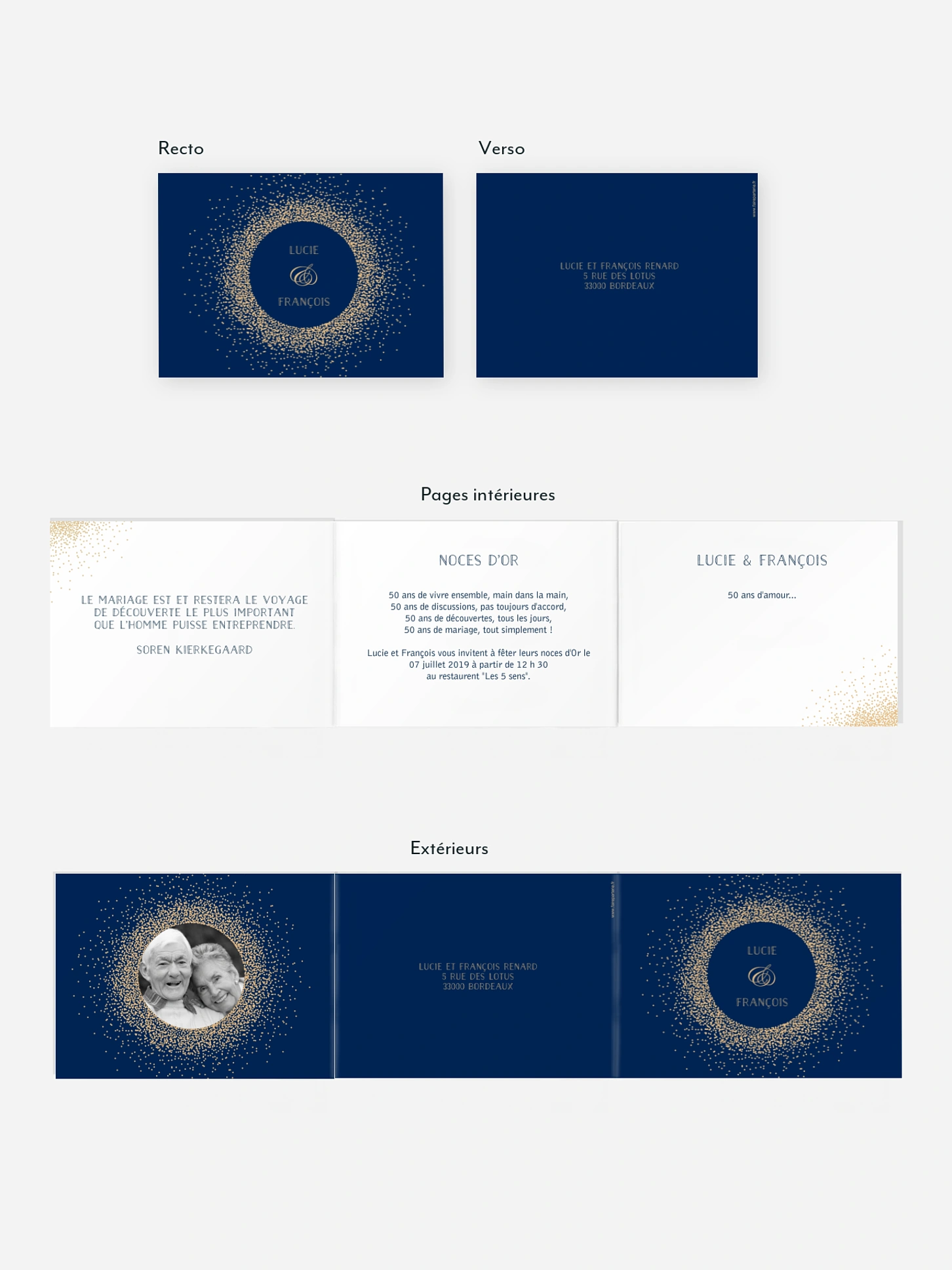 Invitation anniversaire mariage 50 ans Scintillant