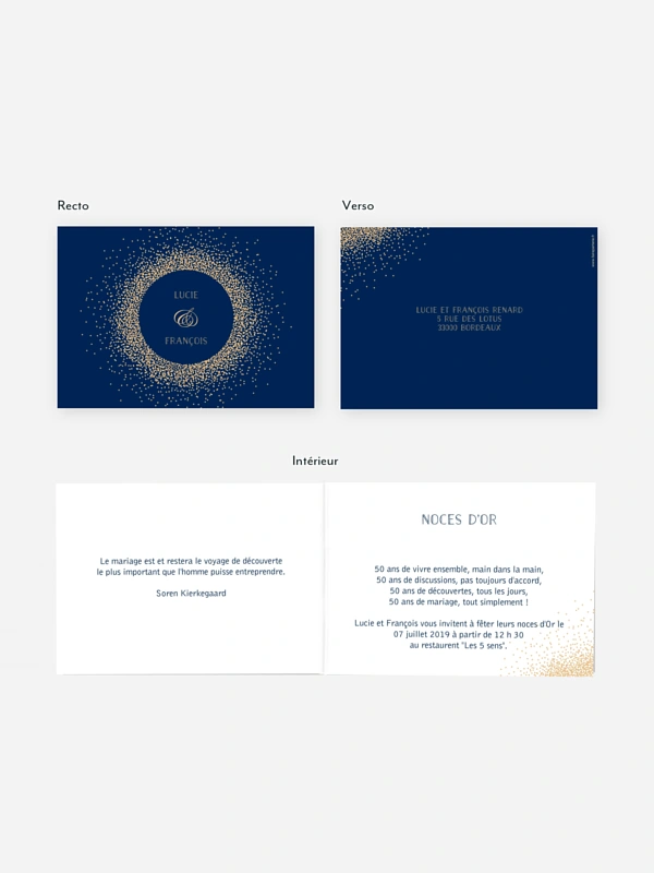 Invitation anniversaire mariage 50 ans Scintillant