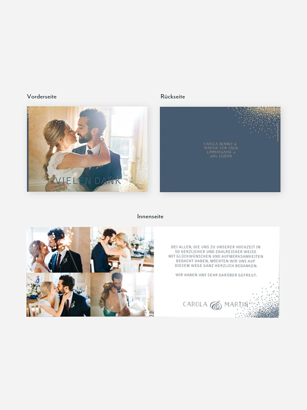 Dankeskarte Hochzeit Glanzvoll