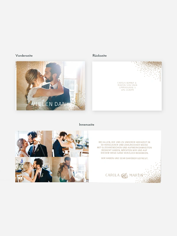 Dankeskarte Hochzeit Glanzvoll