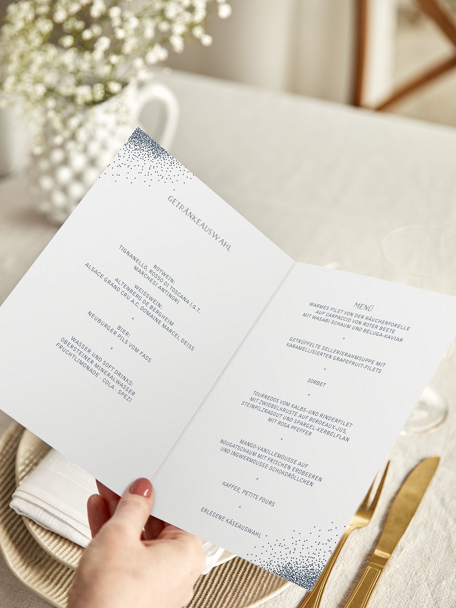 Menükarte Hochzeit Glanzvoll