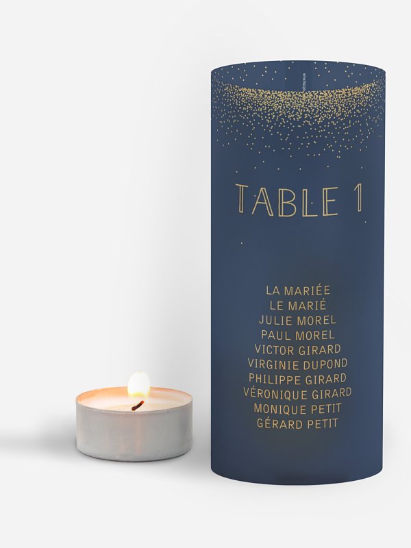 Nom de table mariage Scintillant