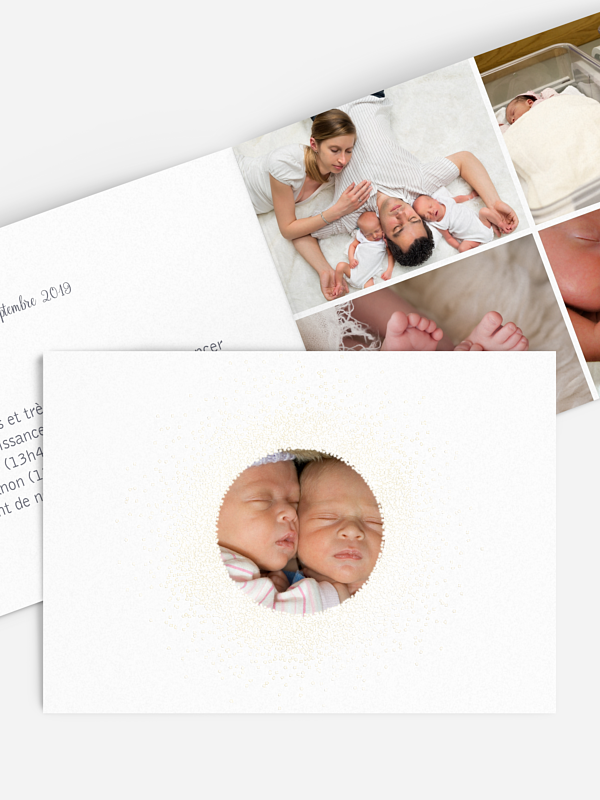 Faire-part naissance jumeaux Scintillant premium