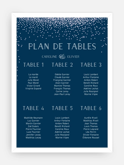 Poster plan de table mariage Scintillant avec dorure
