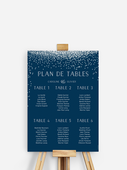 Poster plan de table mariage Scintillant avec dorure