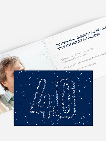 Einladung 40. Geburtstag Sternenzahl
