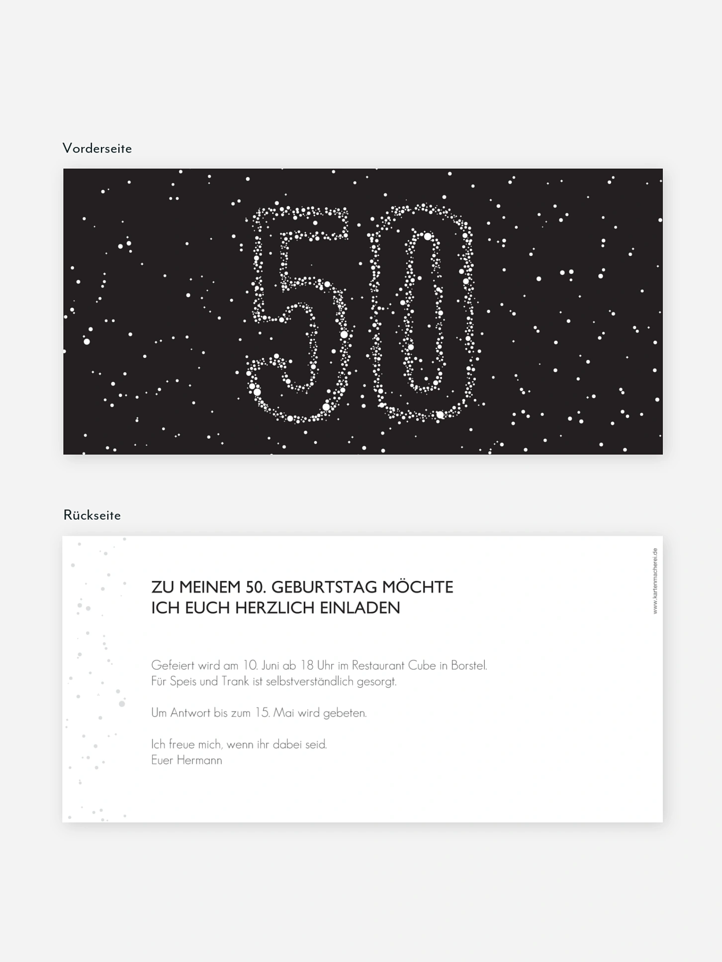 Einladung 50. Geburtstag Sternenzahl