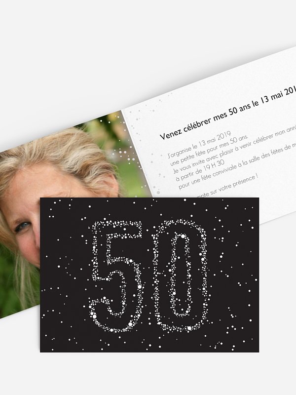 invitation anniversaire 50 Chiffre étoilé