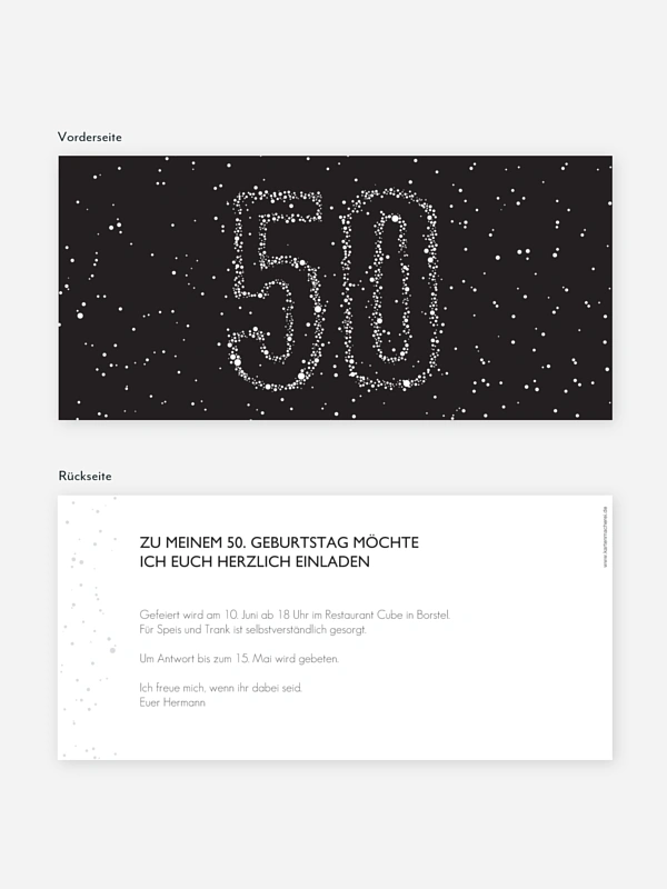 Einladung 50. Geburtstag Sternenzahl