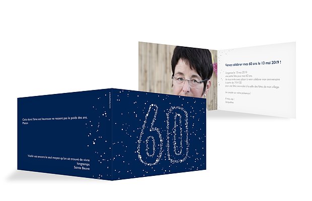 invitation anniversaire 60 Chiffre étoilé