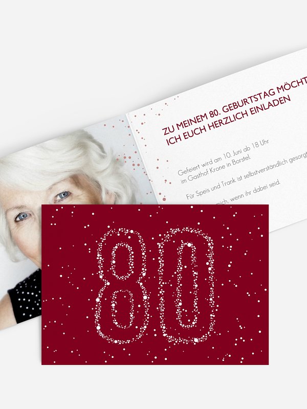 Einladungskarten 80. Geburtstag "Sternenzahl"