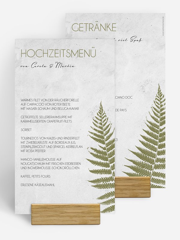 Menükarte Hochzeit Industrial Art