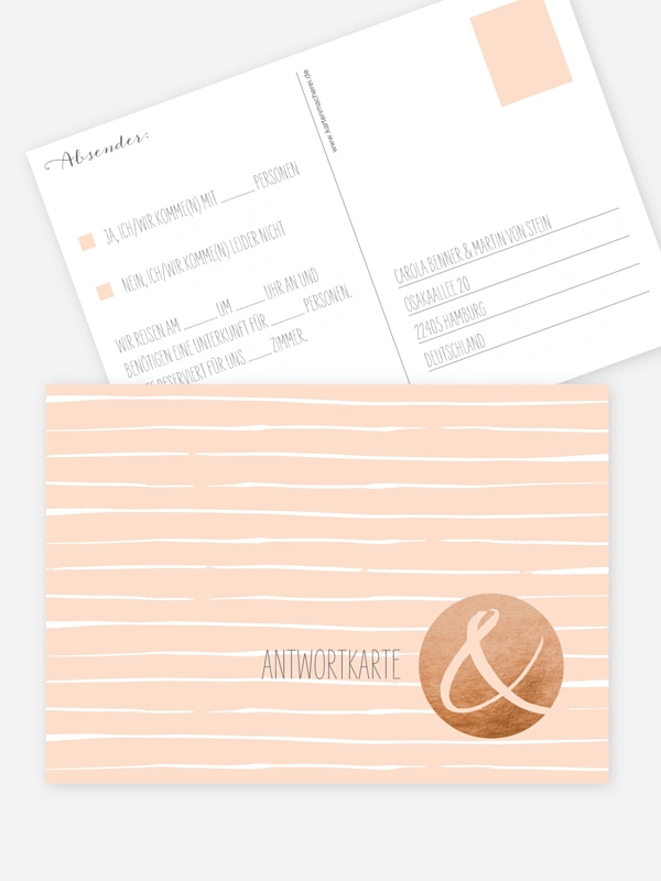 Antwortkarte Hochzeit Copper Art