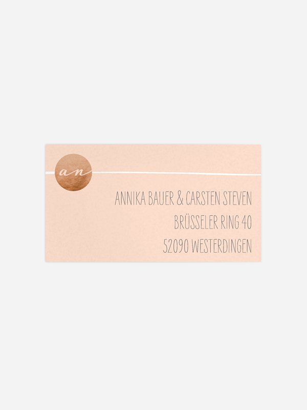 Empfängeraufkleber Hochzeit Copper Art