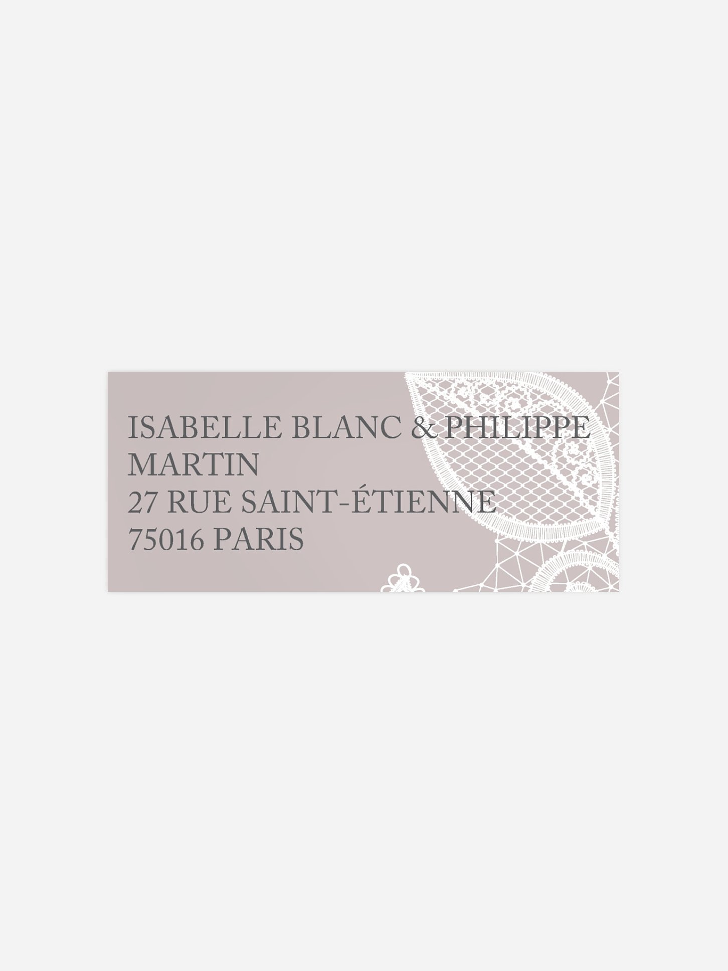 Étiquette expéditeur mariage Dentelle
