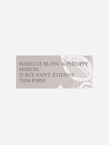 Étiquette expéditeur mariage Dentelle