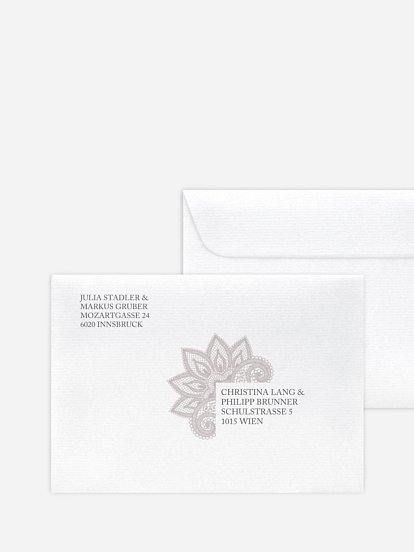 Bedruckter Briefumschlag Hochzeit Spitze