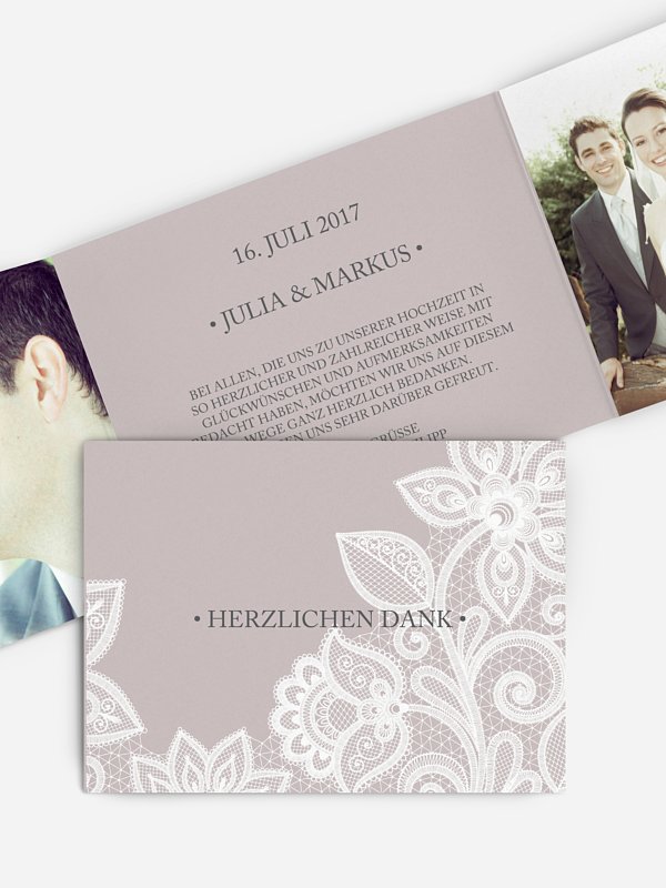 Dankeskarte Hochzeit Spitze