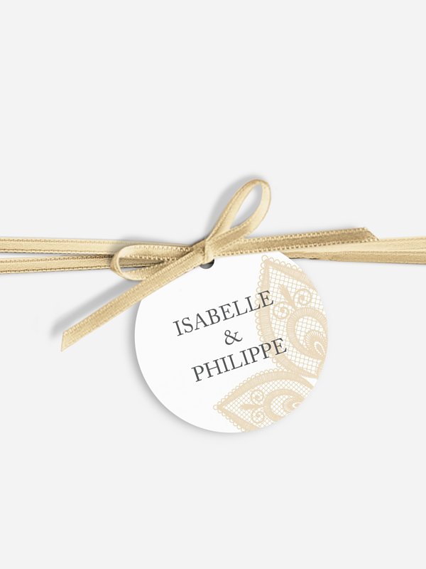 Étiquette avec ruban Dentelle délicate