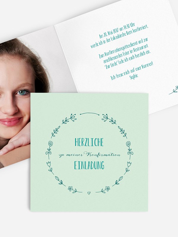 Konfirmationseinladung Herzblume