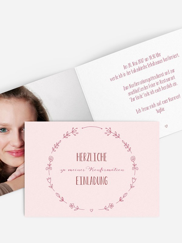 Konfirmationseinladung Herzblume