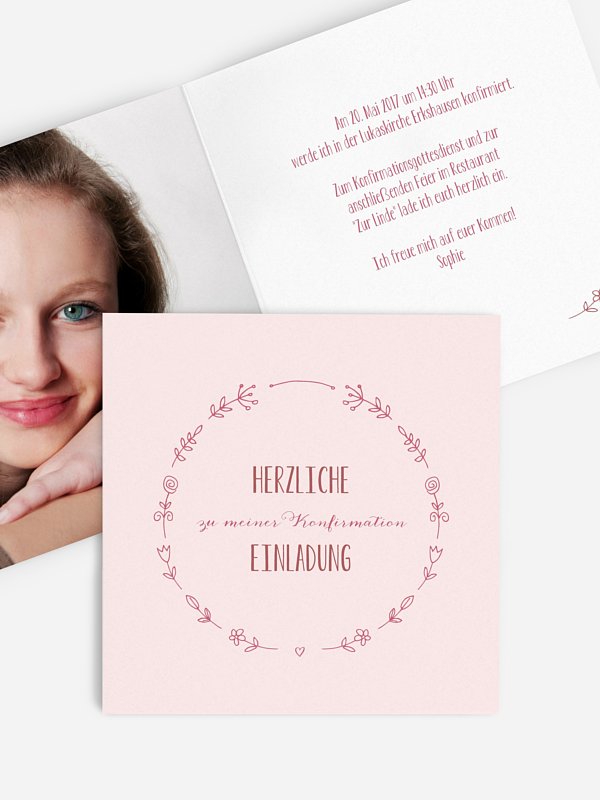 Konfirmationseinladung Herzblume