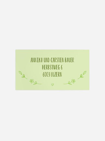 Empfängeraufkleber Konfirmation und Kommunion Herzblume